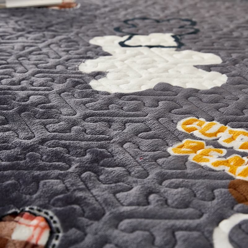 南極人牛奶絨夾棉牀蓋三件套冬季榻榻米水晶絨保暖炕蓋單件牀單套-細節圖3