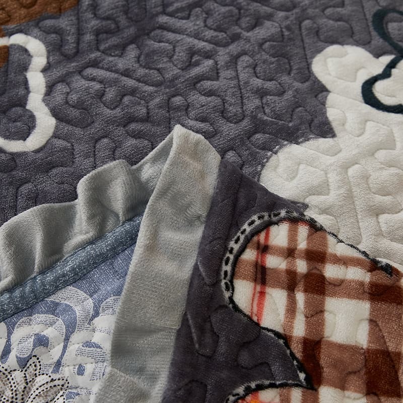 南極人牛奶絨夾棉牀蓋三件套冬季榻榻米水晶絨保暖炕蓋單件牀單套-細節圖4