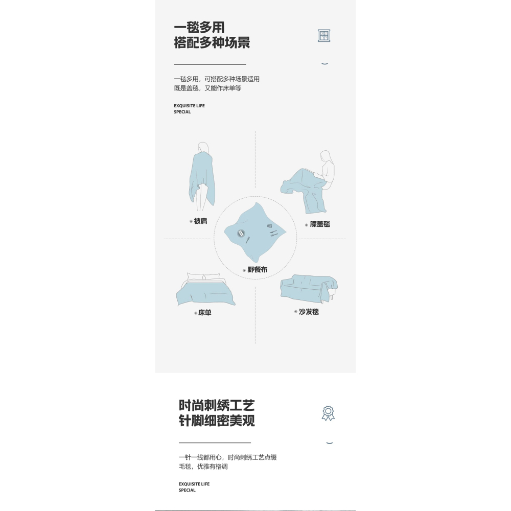 南極人A類德絨毛毯被冬季加厚辦公室午睡毯子沙發空調蓋毯毛巾被-細節圖10