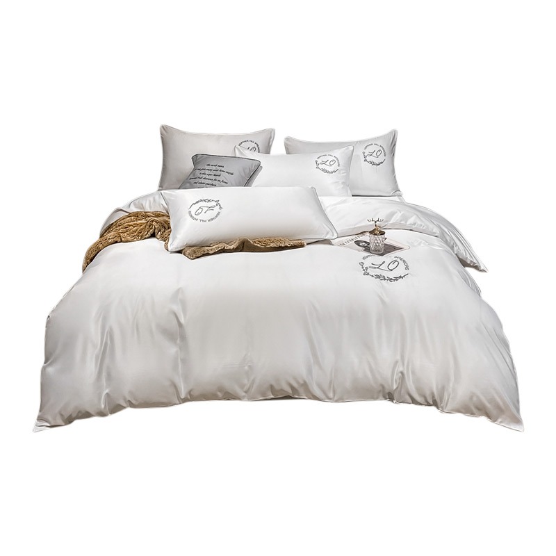 南極人水洗真絲四件套裸睡北歐輕奢牀上用品冬季被套牀單四季通用-細節圖2