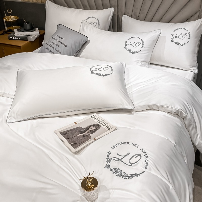 南極人水洗真絲四件套裸睡北歐輕奢牀上用品冬季被套牀單四季通用-細節圖3