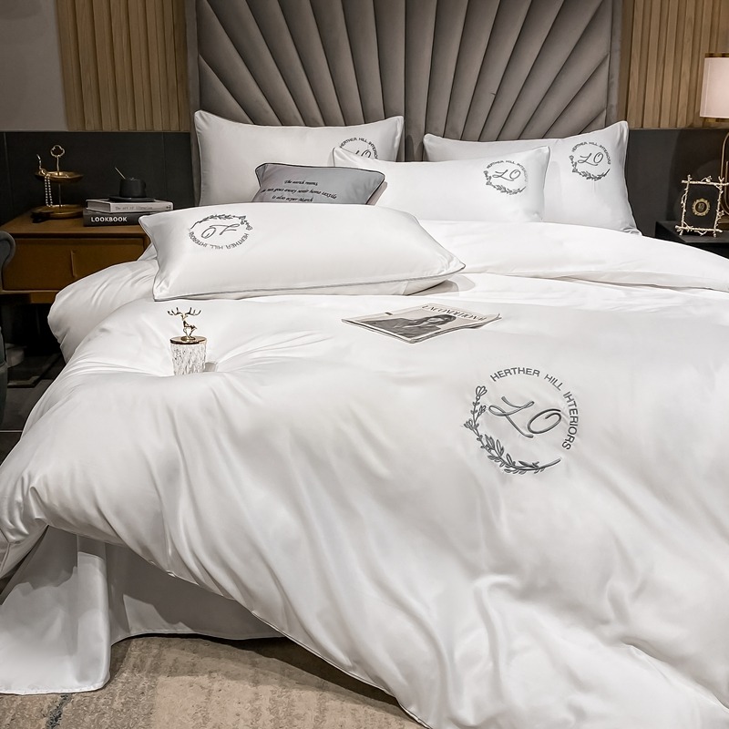 南極人水洗真絲四件套裸睡北歐輕奢牀上用品冬季被套牀單四季通用-細節圖4