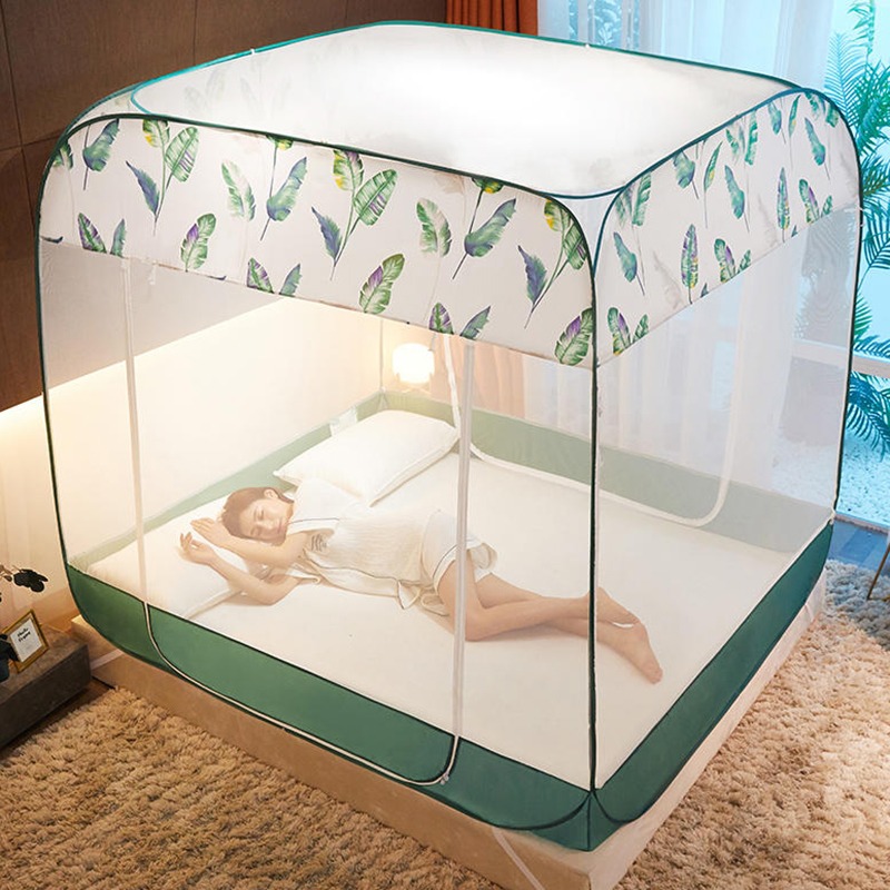 南極人新款蒙古包防摔1.2/2米免安裝蚊帳1.5/1.8m牀雙人家用紋賬-細節圖2