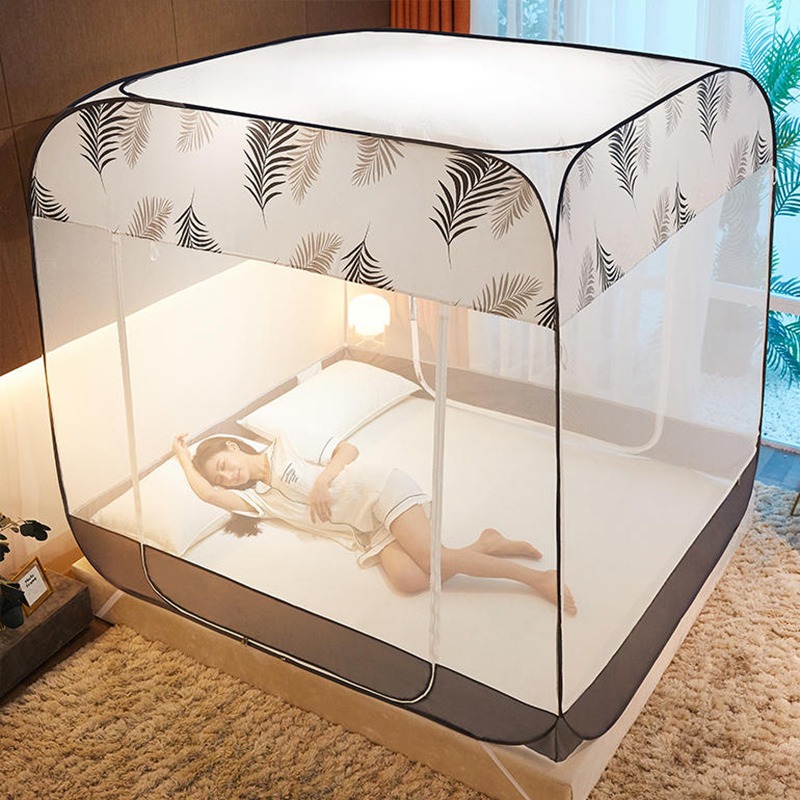 南極人新款蒙古包防摔1.2/2米免安裝蚊帳1.5/1.8m牀雙人家用紋賬-細節圖3