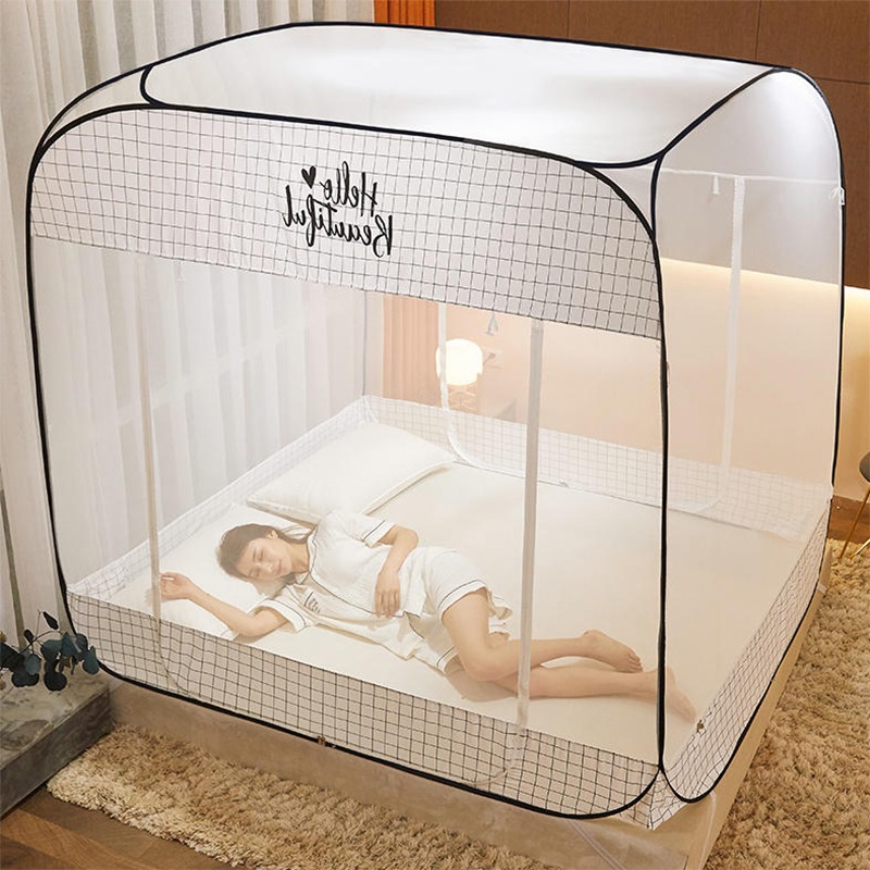 南極人新款蒙古包防摔1.2/2米免安裝蚊帳1.5/1.8m牀雙人家用紋賬-細節圖4