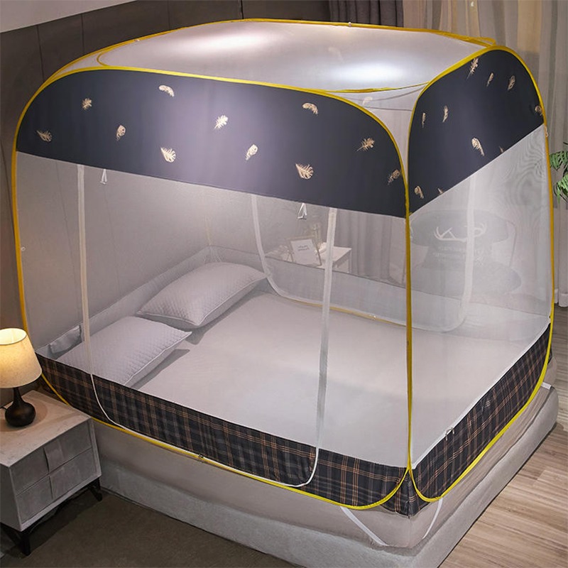 南極人新款蒙古包防摔1.2/2米免安裝蚊帳1.5/1.8m牀雙人家用紋賬-細節圖5