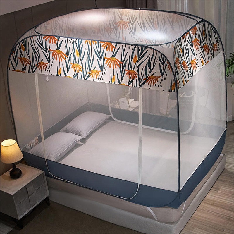 南極人新款蒙古包防摔1.2/2米免安裝蚊帳1.5/1.8m牀雙人家用紋賬-細節圖6