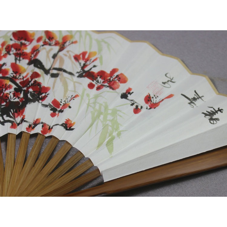 中國風宣紙摺扇手繪扇面油竹扇骨7寸8寸9寸10寸成扇禮品扇可題字-細節圖3