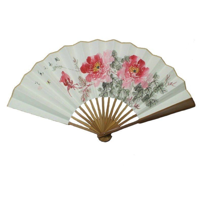 中國風宣紙摺扇手繪扇面油竹扇骨7寸8寸9寸10寸成扇禮品扇可題字-細節圖5