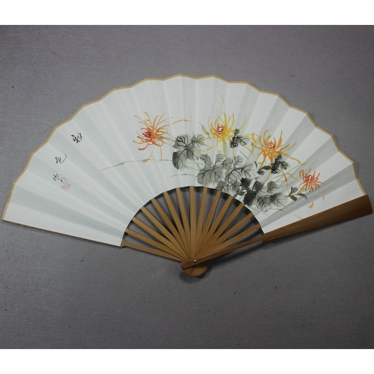 中國風宣紙摺扇手繪扇面油竹扇骨7寸8寸9寸10寸成扇禮品扇可題字-細節圖8