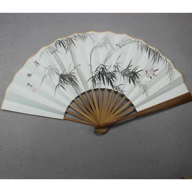 中國風宣紙摺扇手繪扇面油竹扇骨7寸8寸9寸10寸成扇禮品扇可題字-細節圖9