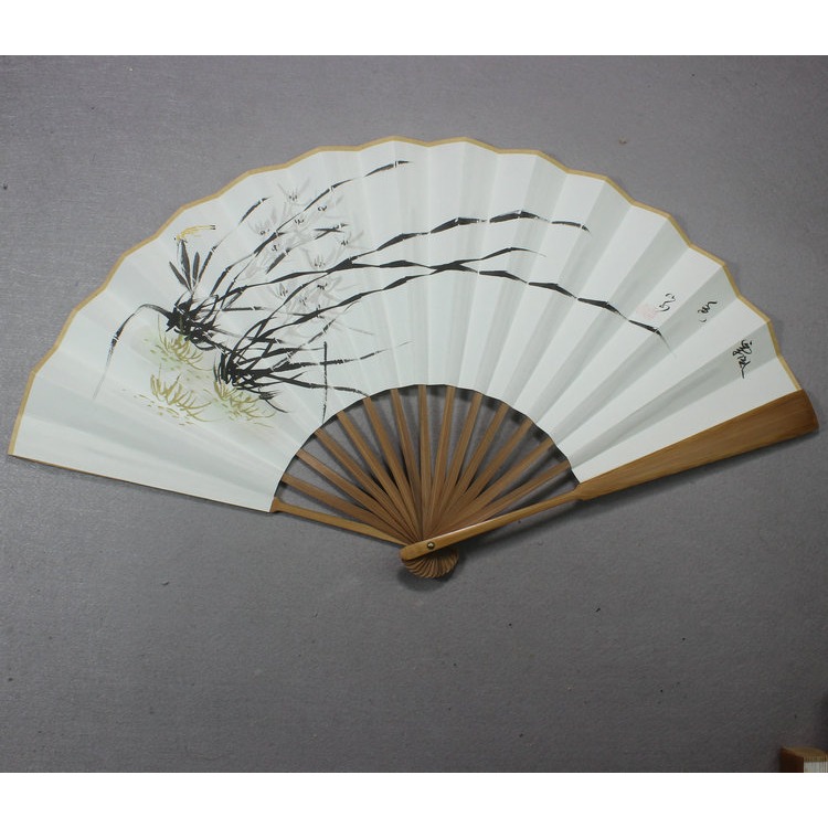 中國風宣紙摺扇手繪扇面油竹扇骨7寸8寸9寸10寸成扇禮品扇可題字-細節圖10