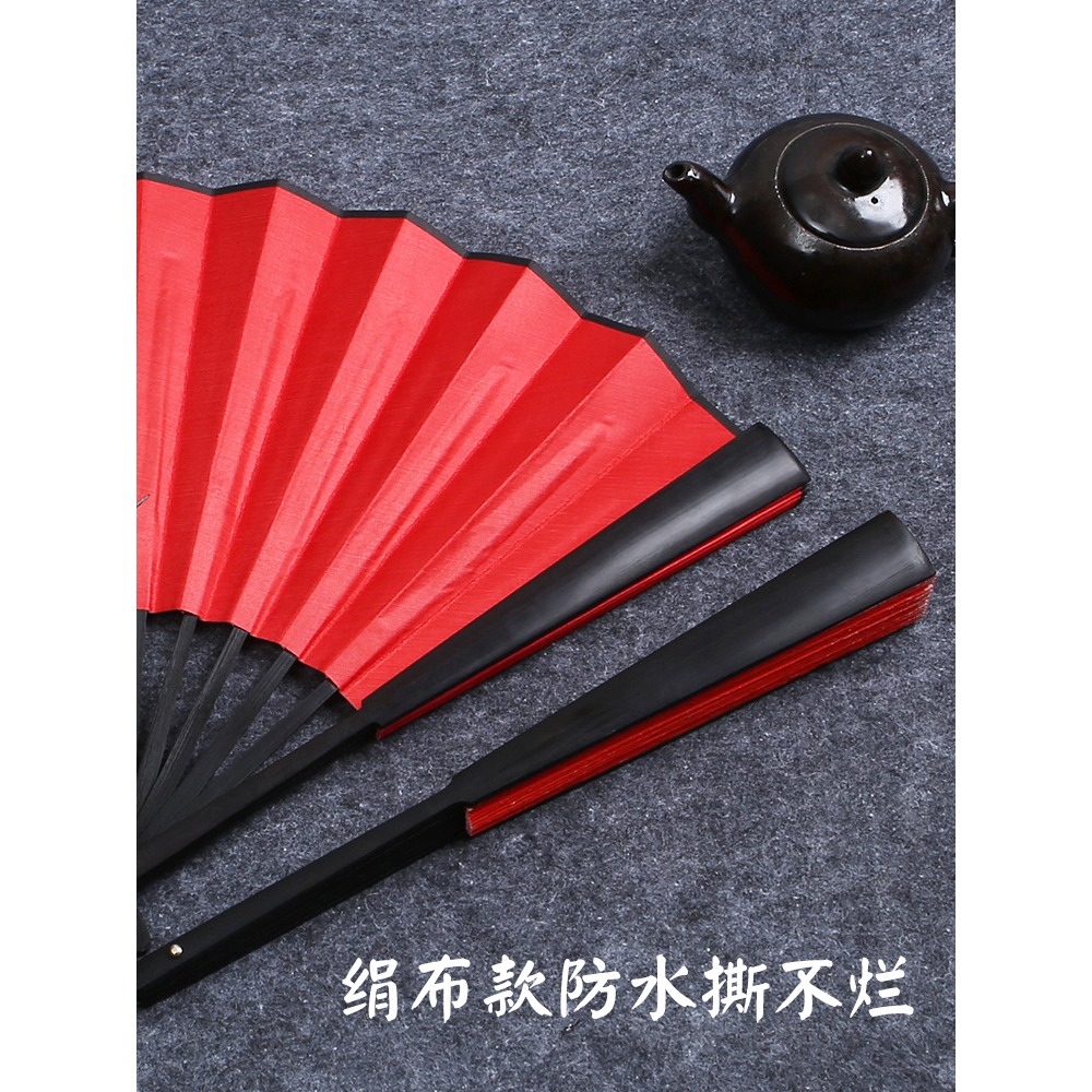 空白萬年紅灑金扇子摺扇紅色中國風新郎伴郎團接親喜扇道具扇定製-細節圖5