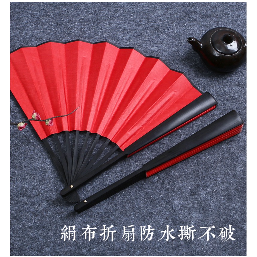 空白萬年紅灑金扇子摺扇紅色中國風新郎伴郎團接親喜扇道具扇定製-細節圖8