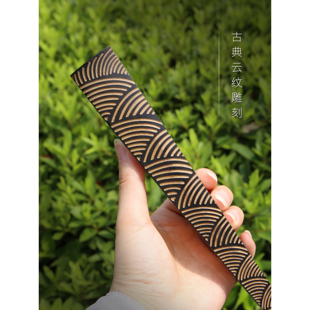 燃燈新品雲紋雕刻扇手工空白灑金絹布宣紙摺扇國潮古風帶流蘇10寸-細節圖4