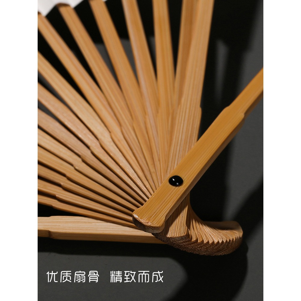 水磨玉竹摺扇空白蘇工宣紙扇面全竹玉骨中國風男女式入門文玩扇子-細節圖4