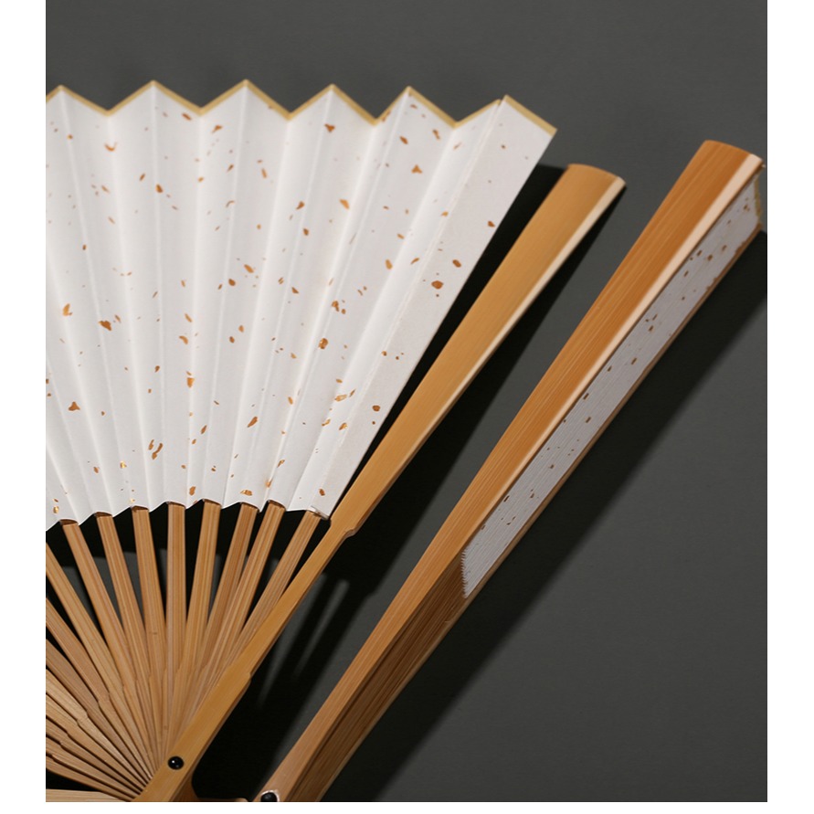 水磨玉竹摺扇空白蘇工宣紙扇面全竹玉骨中國風男女式入門文玩扇子-細節圖7