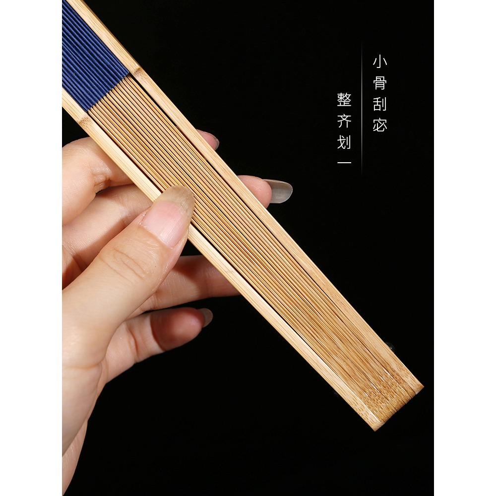 【燃燈】9.5寸18方小茄頭精品蘇工玉竹摺扇文玩扇子件把玩中國風-細節圖3