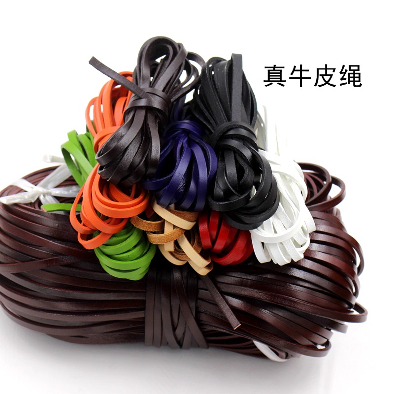 5mm寬 2mm厚真牛皮繩漆面彩色頭層扁牛皮條 DIY手工編織材料-細節圖2