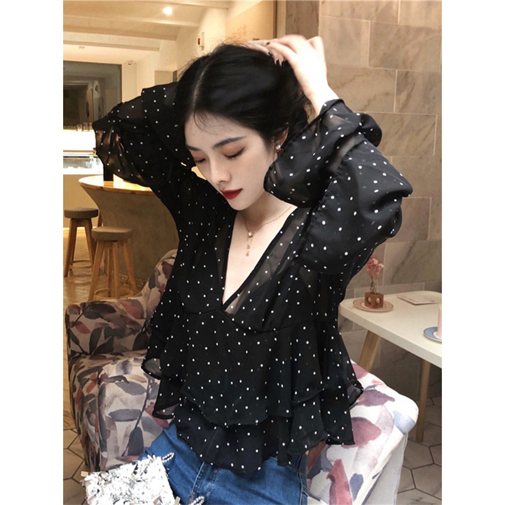 年春秋新款寬松超仙雪紡衫女薄款上衣漂亮洋氣短款小衫早秋季-細節圖3