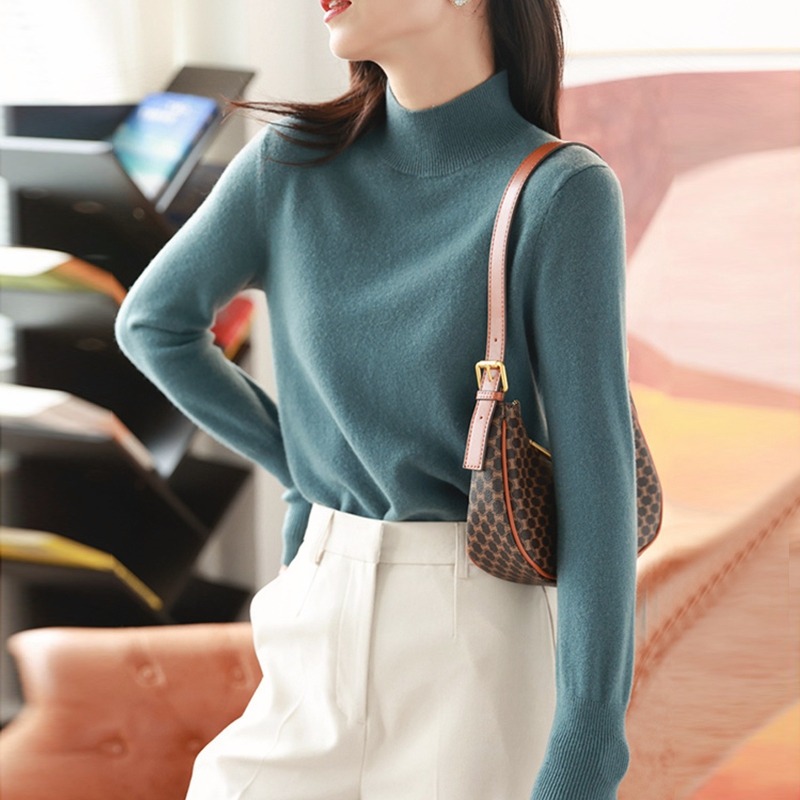 年新款半高領毛衣女早秋季短款內搭上衣服秋冬洋氣打底針織衫-細節圖2