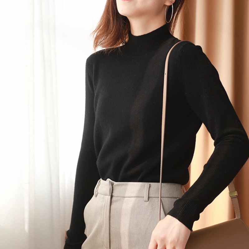 年新款半高領毛衣女早秋季短款內搭上衣服秋冬洋氣打底針織衫-細節圖3