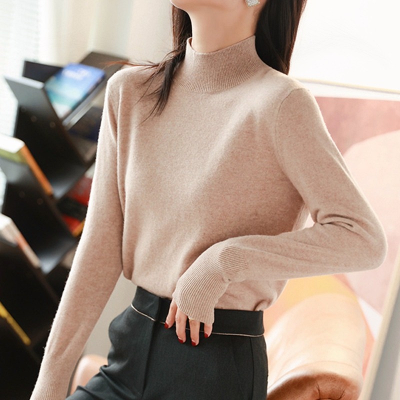 年新款半高領毛衣女早秋季短款內搭上衣服秋冬洋氣打底針織衫-細節圖4