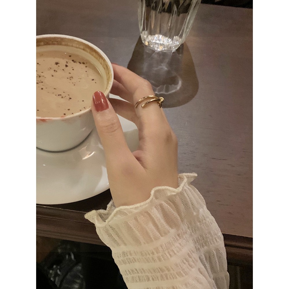 年春秋新款高領蕾絲打底衫女秋冬洋氣短款內搭堆堆領網紗上衣-細節圖5