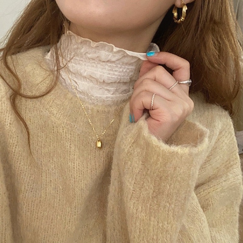 長袖半高領蕾絲打底衫女春秋短款內搭網紗上衣服漂亮洋氣減齡小衫-細節圖4