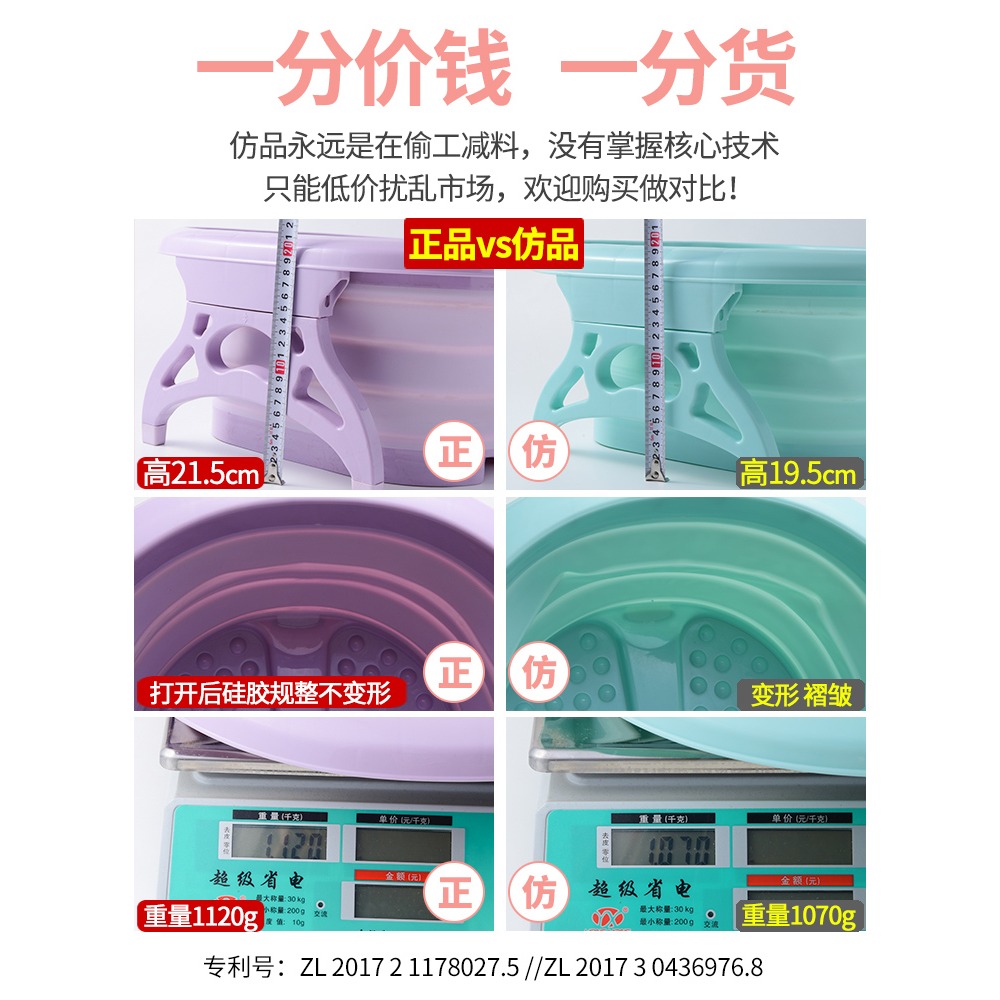 可折疊泡腳桶便攜式洗腳盆泡腳盆家用足浴盆塑料過小腿浸腳袋伸縮-細節圖2