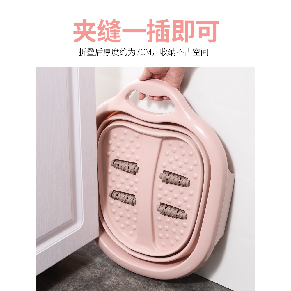 可折疊泡腳桶便攜式洗腳盆泡腳盆家用足浴盆塑料過小腿浸腳袋伸縮-細節圖4