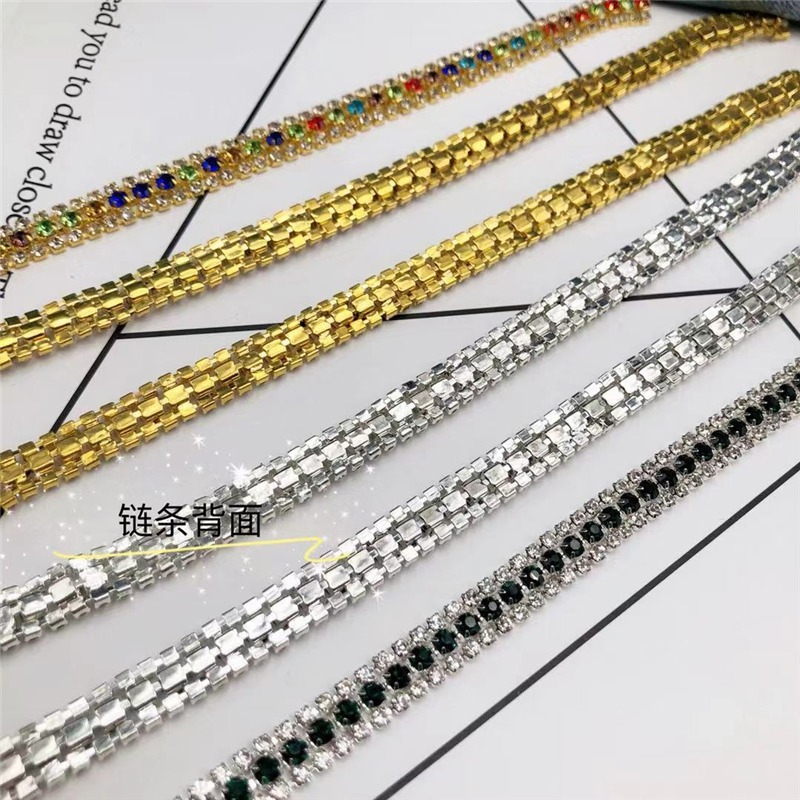 秀禾服diy鉆鏈條衣服服裝裝飾三排抓鏈手工縫輔料配飾水鉆鏈材料-細節圖3