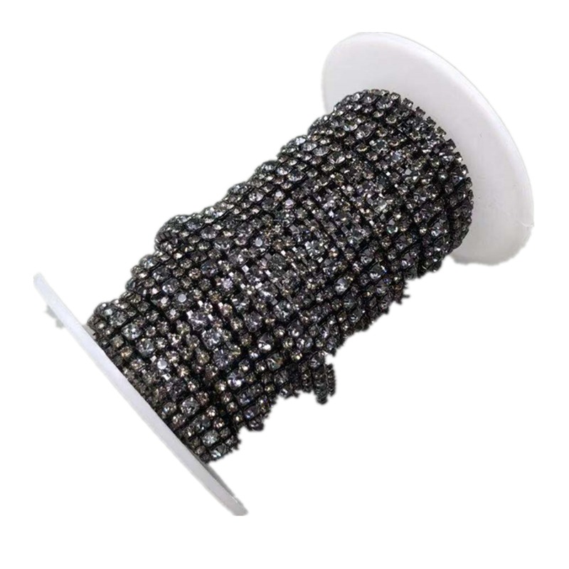 秀禾服diy鉆鏈條衣服服裝裝飾三排抓鏈手工縫輔料配飾水鉆鏈材料-細節圖5