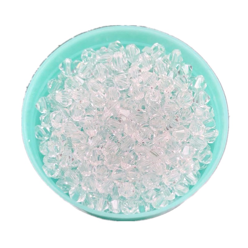 菱形玻璃散珠手工串珠配件兩頭尖珠白色透明幻彩切面珠diy水晶珠-細節圖5