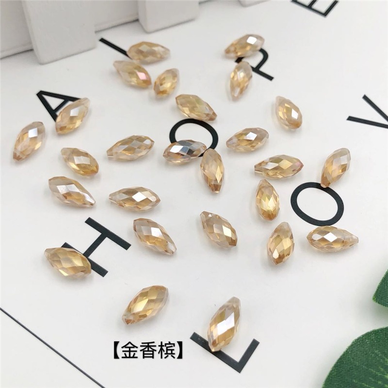 手工掛件DIY水滴玻璃菱形切面側孔水晶散珠服裝輔料裝飾古風發簪-細節圖2