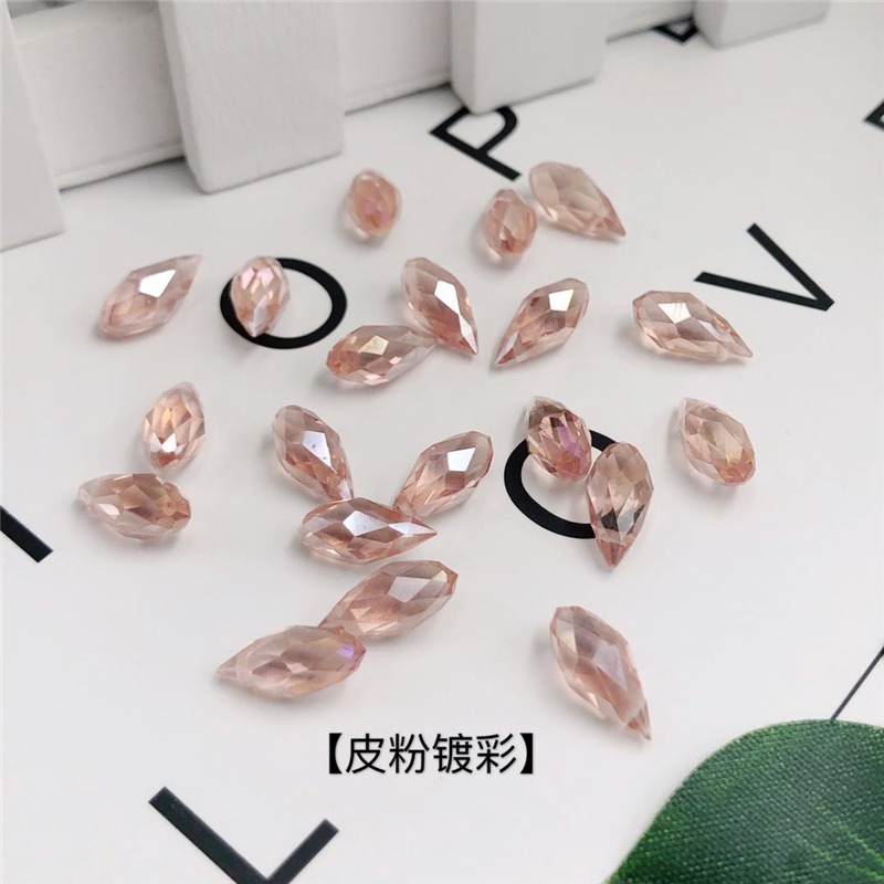 手工掛件DIY水滴玻璃菱形切面側孔水晶散珠服裝輔料裝飾古風發簪-細節圖3