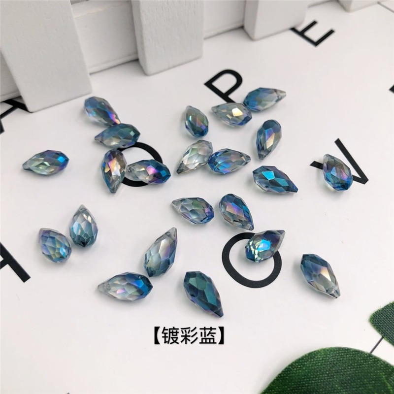 手工掛件DIY水滴玻璃菱形切面側孔水晶散珠服裝輔料裝飾古風發簪-細節圖4