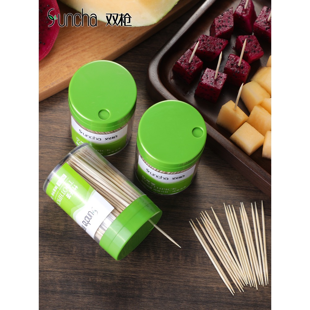 雙槍雙頭環保竹牙簽盒裝家用酒店一次性1500支裝便攜式超細竹牙簽-細節圖2