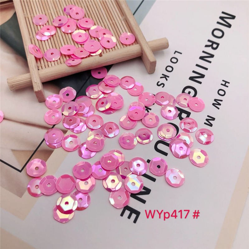 DIY服裝輔料進口亮片8mm凹凸面彩片婚紗禮服裝飾配件材料手縫珠片-細節圖2