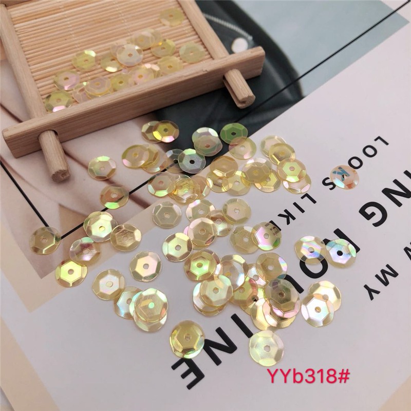 DIY服裝輔料進口亮片8mm凹凸面彩片婚紗禮服裝飾配件材料手縫珠片-細節圖4