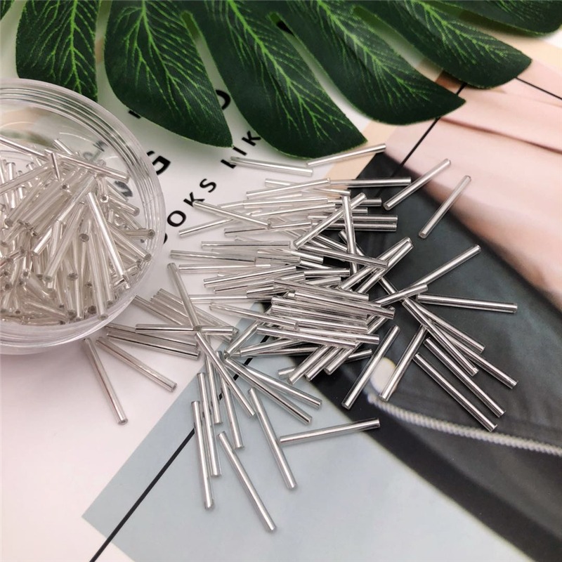 管珠流蘇灌銀心銀色系小米珠長珠管手工DIY飾品手工材料服裝輔料-細節圖4