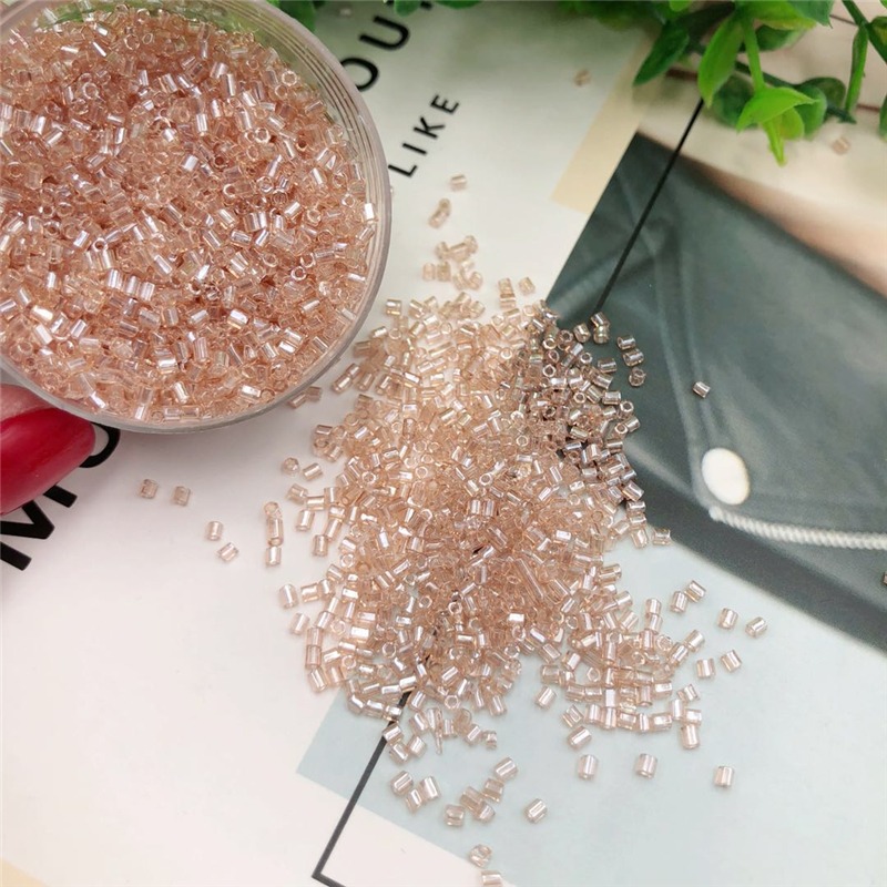 DIY飾品配件皮粉色系列玻璃幻彩小米珠管珠手工材料飾品串珠輔料-細節圖3