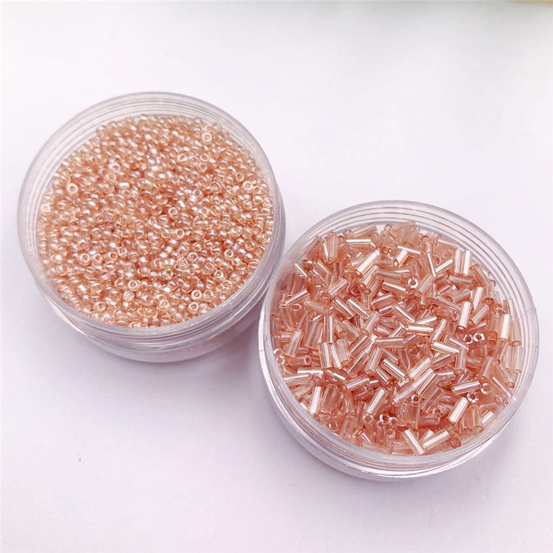 DIY飾品配件皮粉色系列玻璃幻彩小米珠管珠手工材料飾品串珠輔料-細節圖5