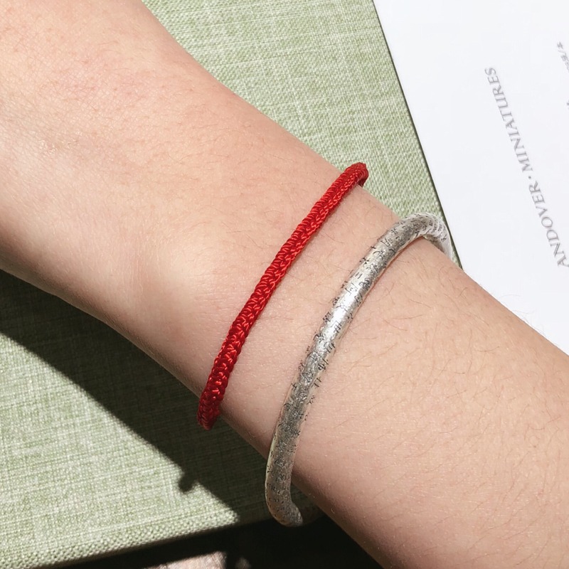 本命年紅繩手鏈女S925銀手工編織原創手作復古百搭手繩男女同款-細節圖3