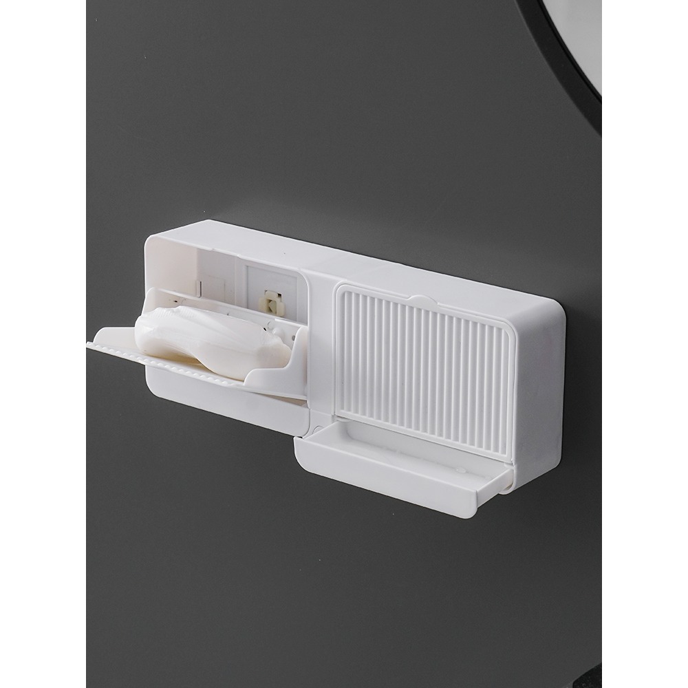 肥皂盒壁掛式瀝水衛生間學生宿舍香皂盒帶蓋免打孔創意雙層皁盒架-細節圖2