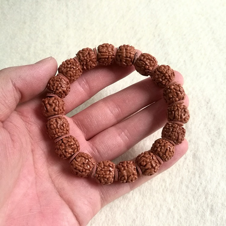 精選小金剛菩提子大尺寸藏式滿肉盤龍紋男女單圈手鏈文玩佛珠手串-細節圖2