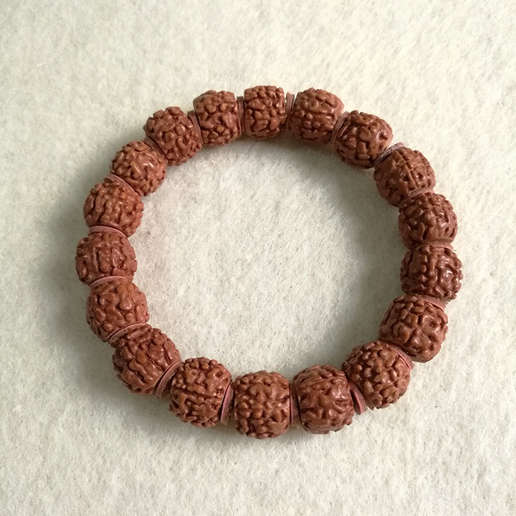 精選小金剛菩提子大尺寸藏式滿肉盤龍紋男女單圈手鏈文玩佛珠手串-細節圖3