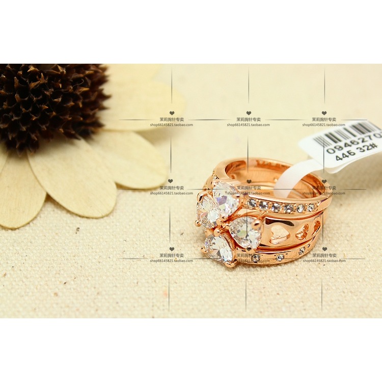 歐美三合一四葉草仿鉆戒指指環女飾品配飾-細節圖2