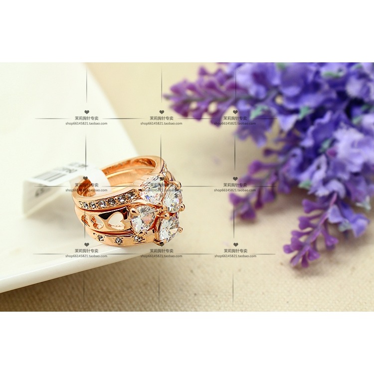 歐美三合一四葉草仿鉆戒指指環女飾品配飾-細節圖4