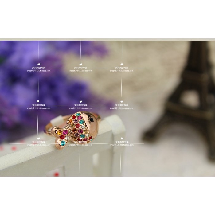 可愛小丑魚水晶鑲鉆戒指女指環飾品配飾小清新-細節圖5